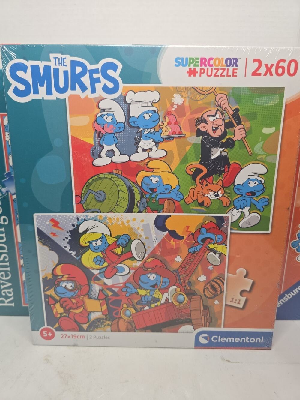Clementoni Puzzle 2x60 The Smurfs SUPERCOLOR 2 Puzzles In 1 New Sealed